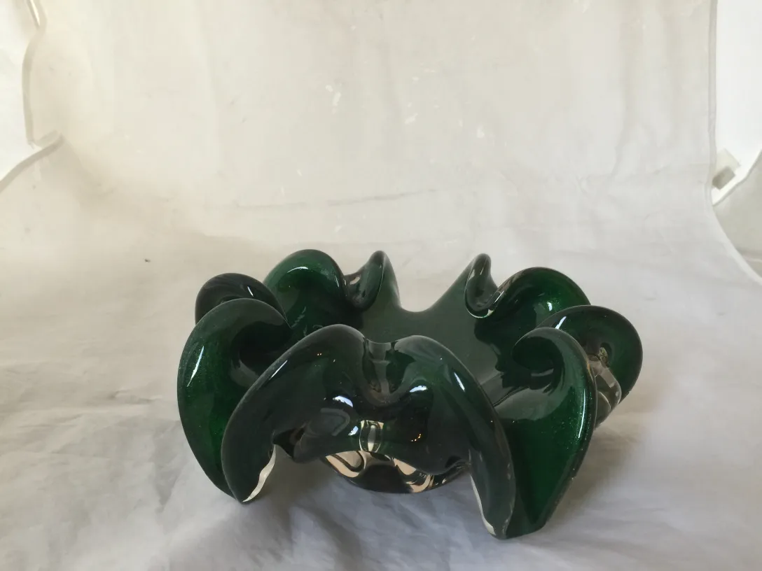 pièce décorative antique en cristal de murano verte