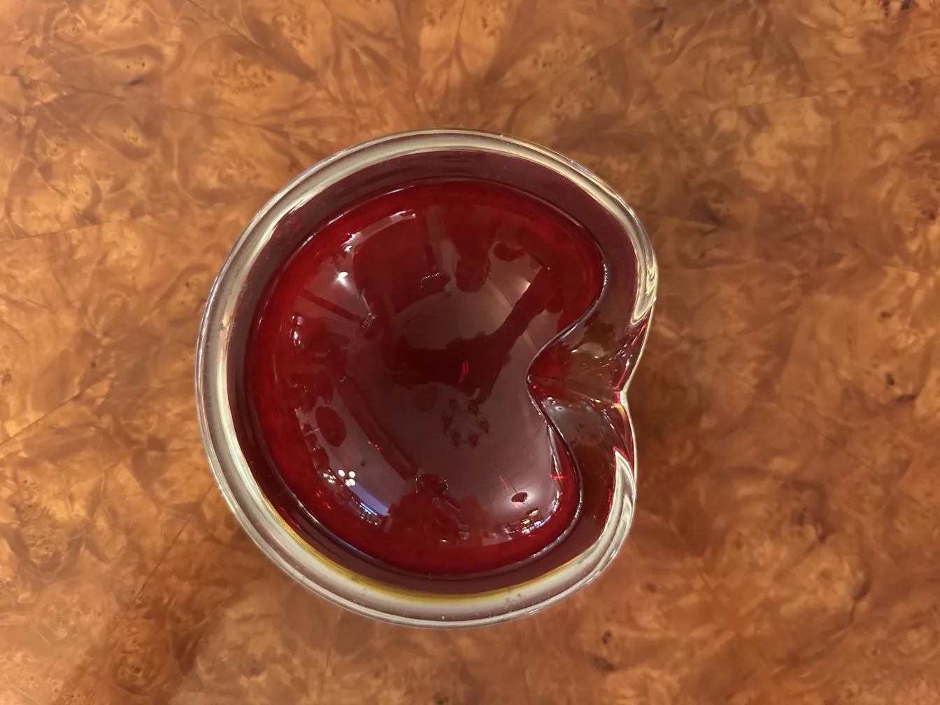 antique murano glass in irregular shape red