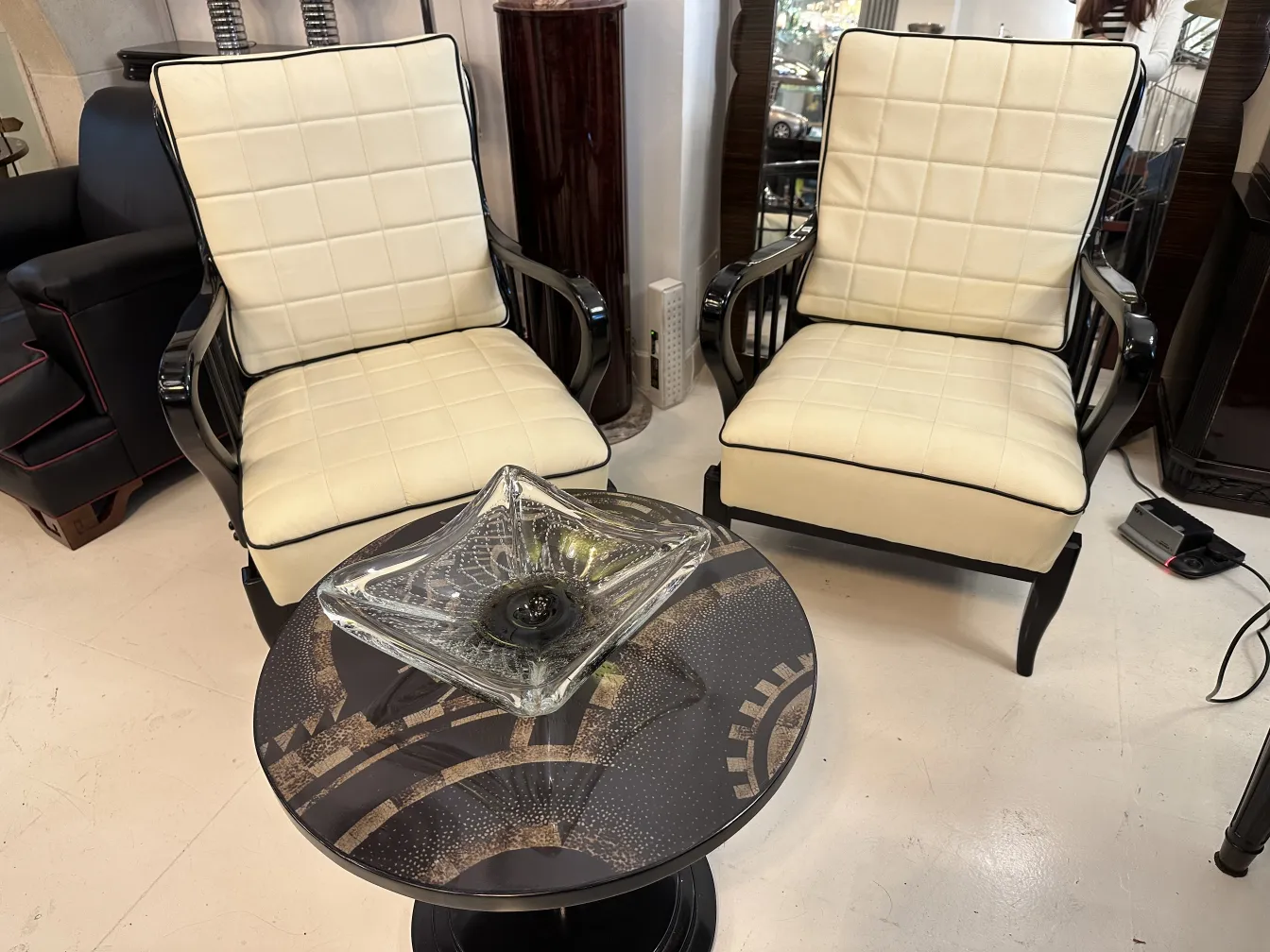 antigo cristal de murano em forma quadrada com decoração