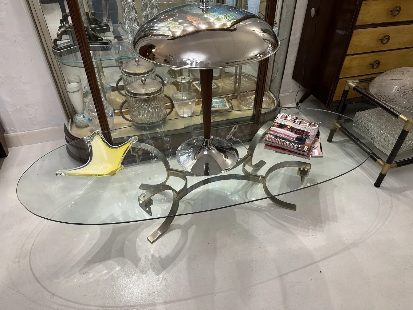 زجاج مورانو القديم في شكل زخرفي أصفر