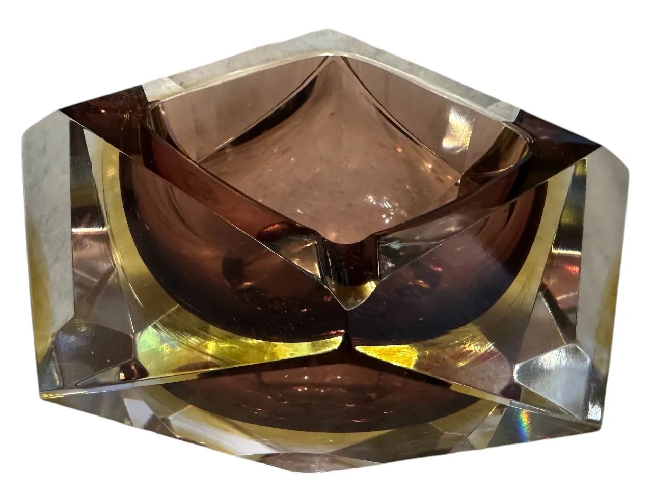 Espectacular antiguo cristal de Murano en forma hexagonal