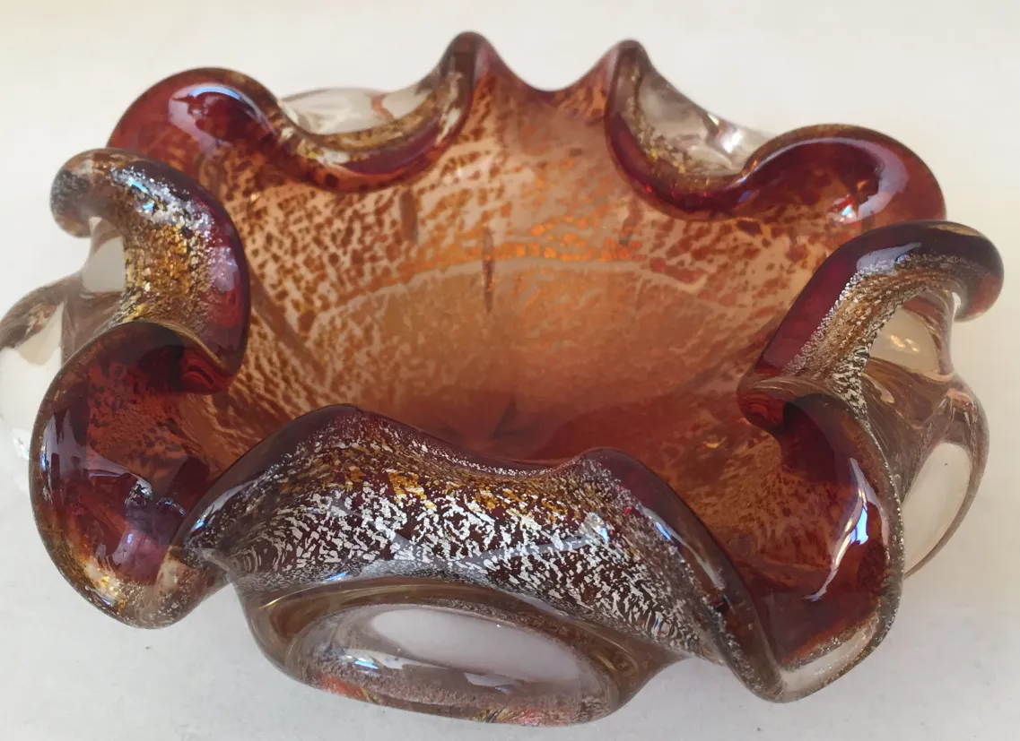 lindo cristal de murano em tons âmbar e dourado