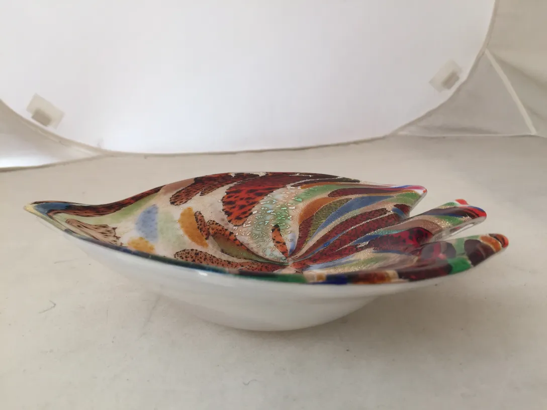 antique decorative murano glass plate with vibrant colors