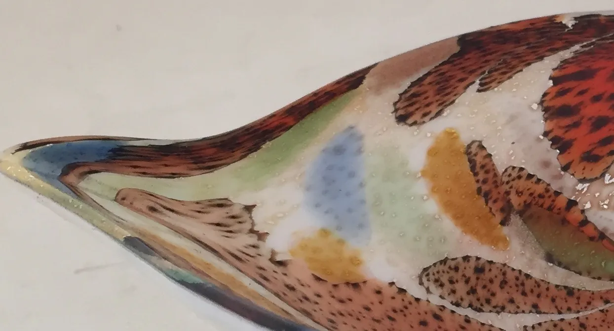 Vetro di Murano con motivi decorativi colorati in tonalità terrose