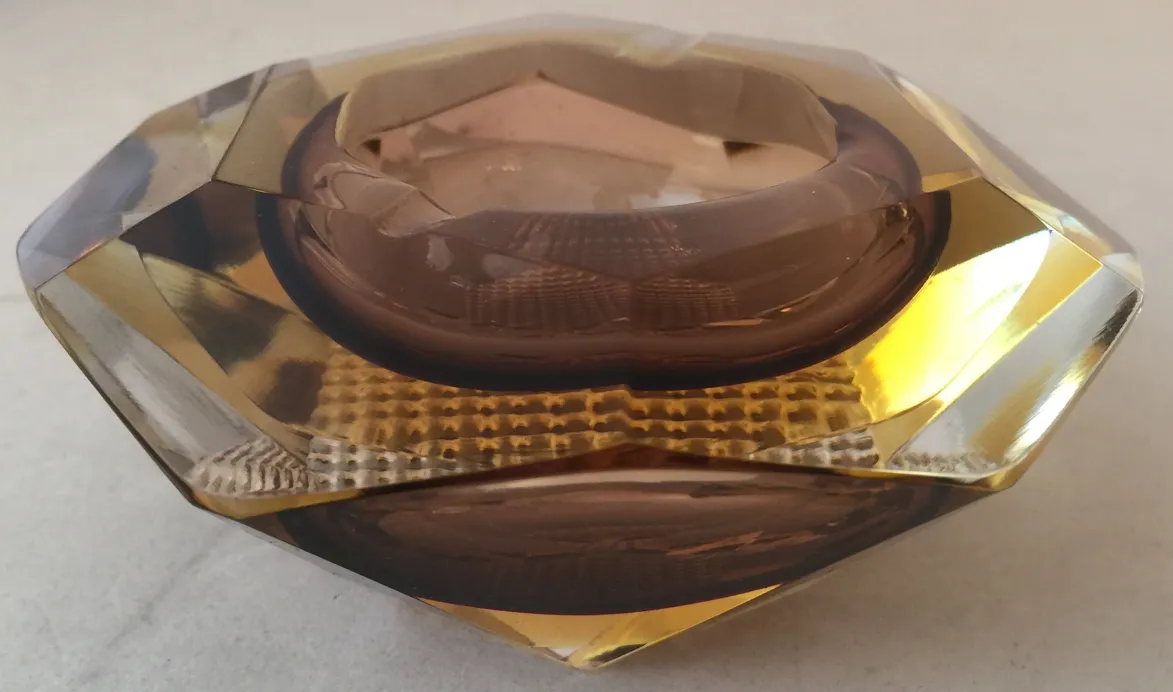 antique murano glass decoration in amber and clear tones