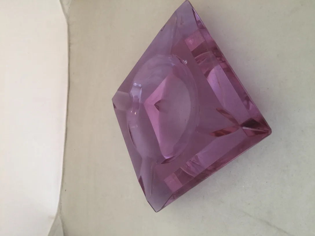 antique Murano glass ashtray with a square shape in light pink