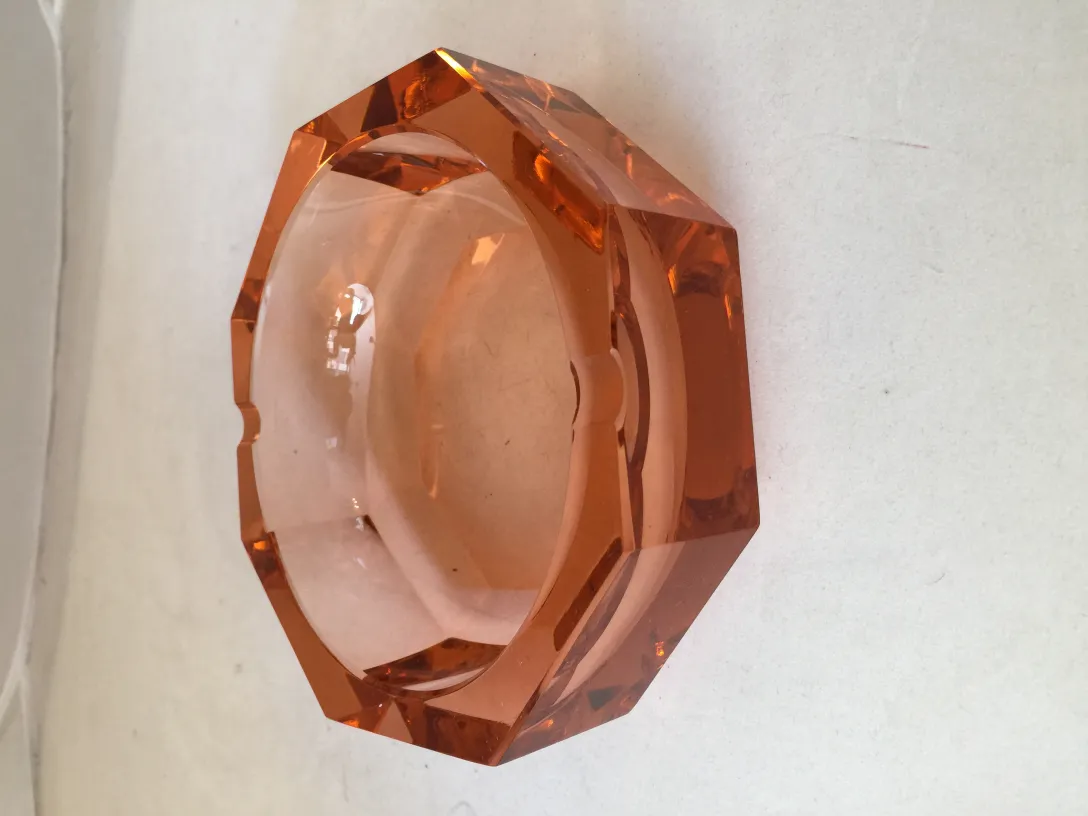 Cristal de Murano antigo em laranja, forma octagonal