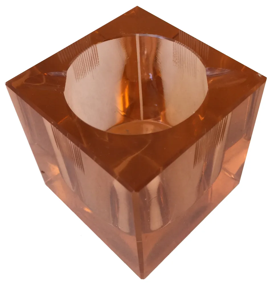 lâmpada antiga de cristal de murano na cor âmbar com textura única