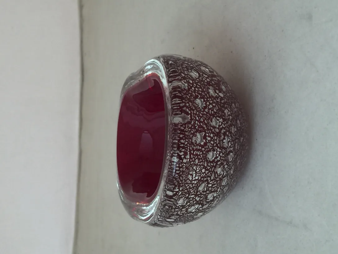 Antique Murano glass in red and silver tones