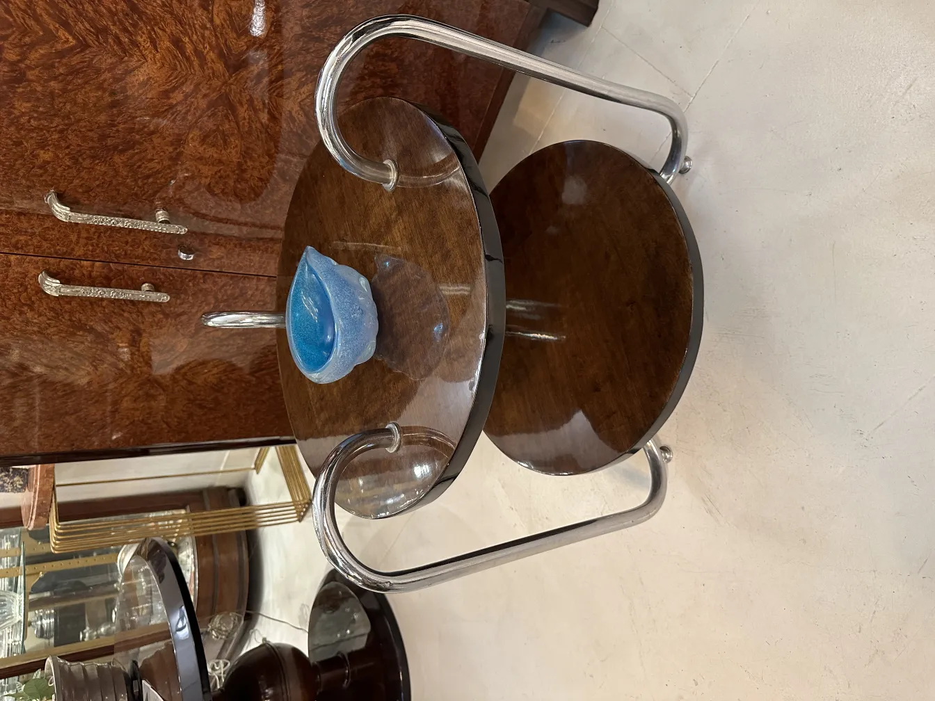 Antique blue Murano glass decorative piece with a unique shape