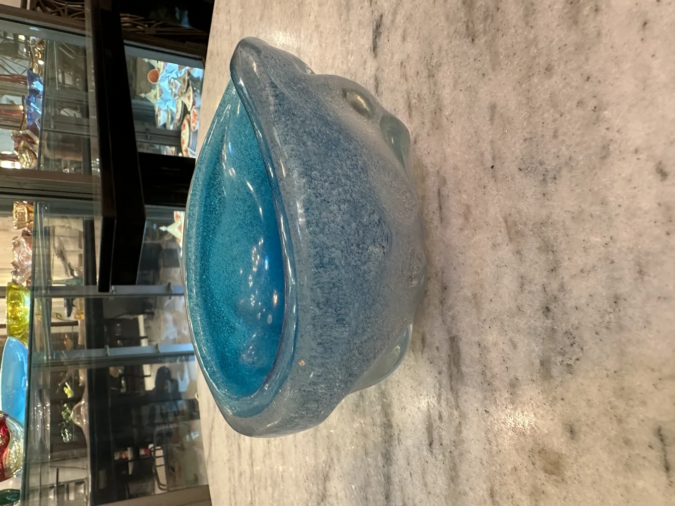 Pieza antigua de cristal de murano en tonos turquoise con textura