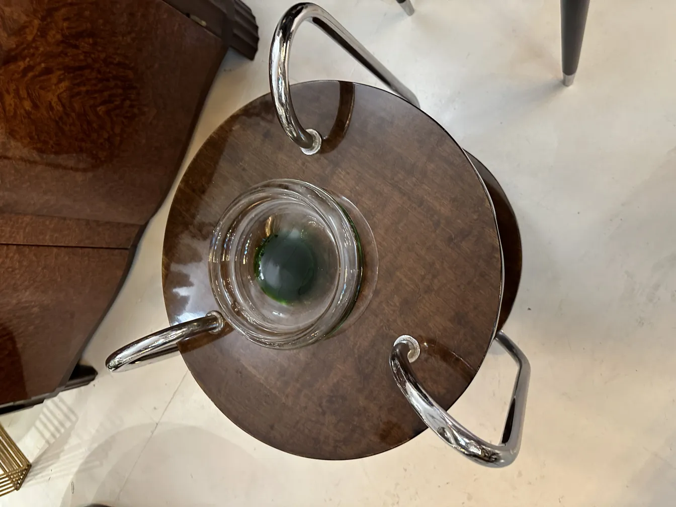 décoration ancienne en cristal de murano avec accent vert