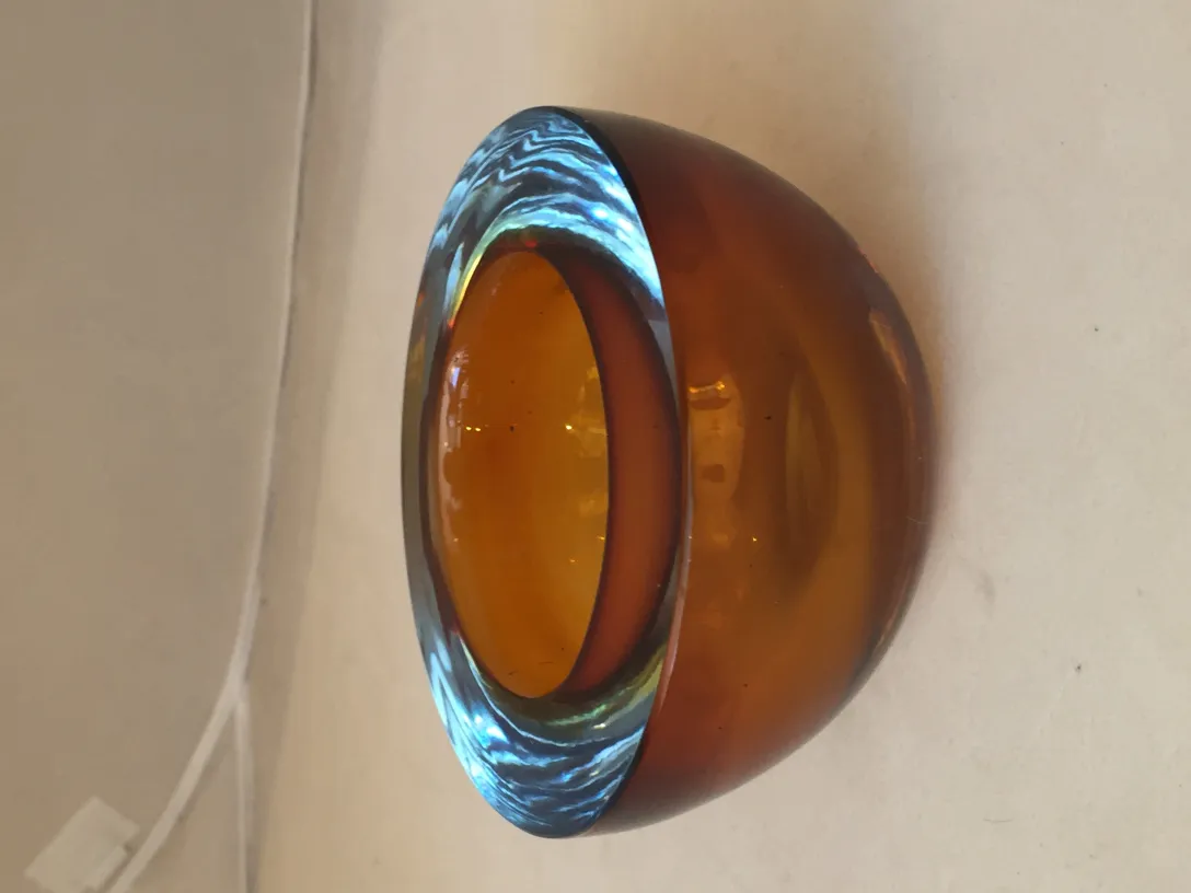 beautiful antique murano glass in gold and blue tones