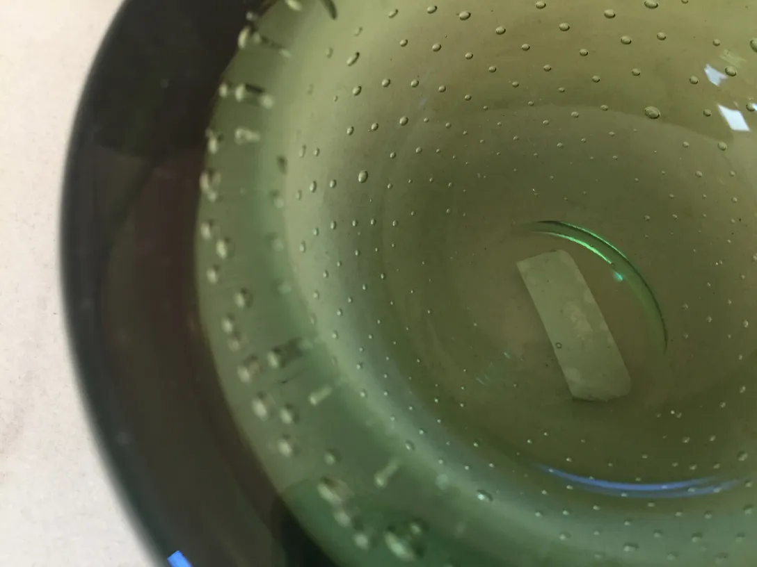 interior of an antique murano glass with bubbles