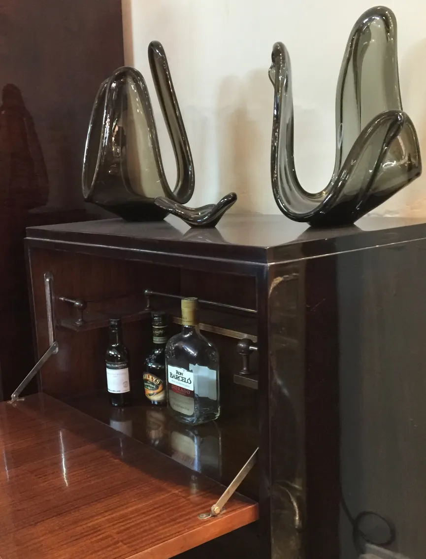 two murano glass swan-shaped vases