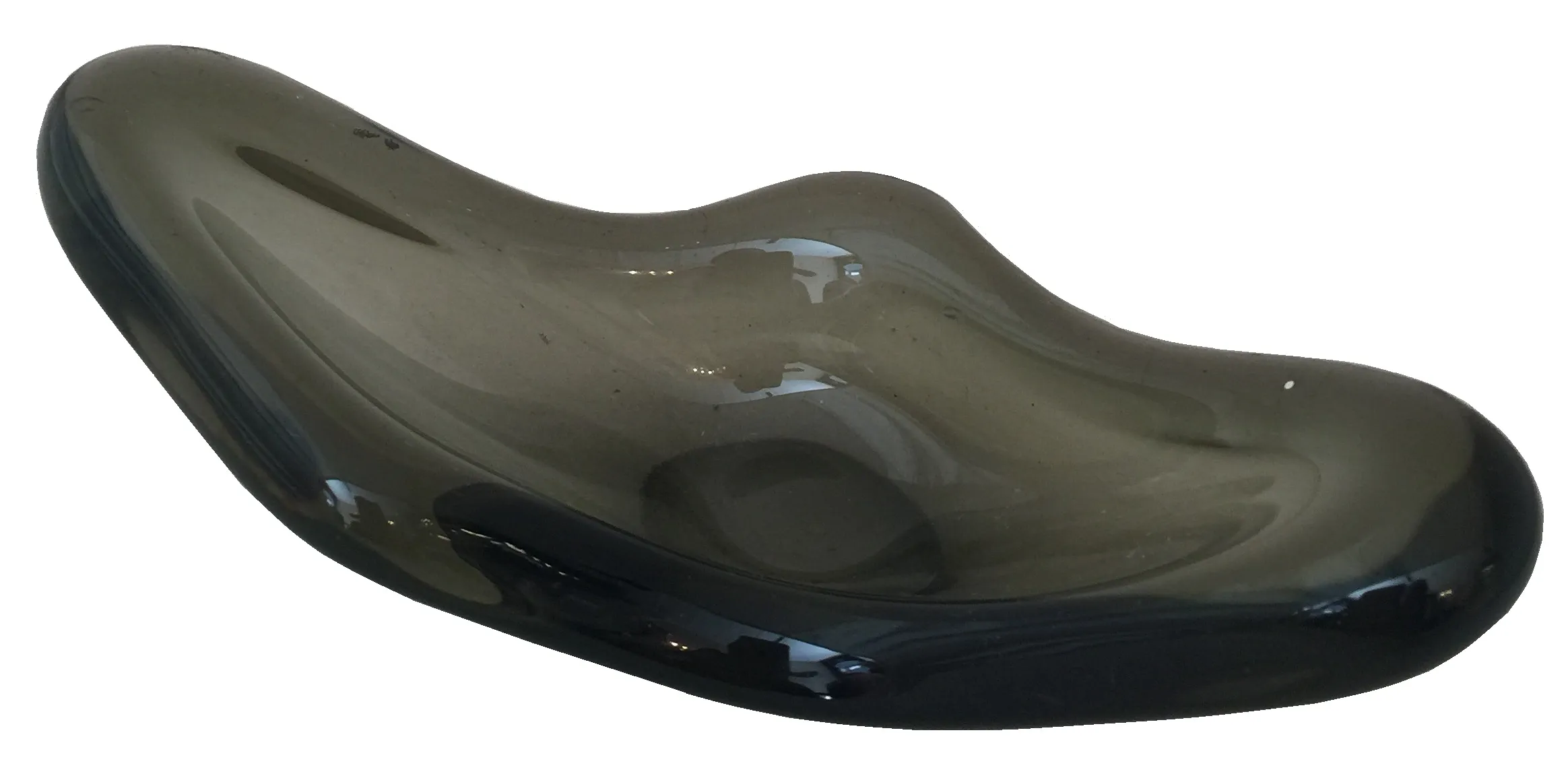 pezzo decorativo in vetro di Murano con forma ondulata e tonalità scura