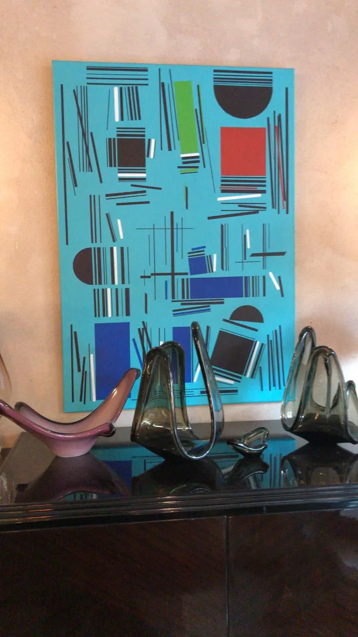 vase in vetro di murano in tonalità verdi e viola