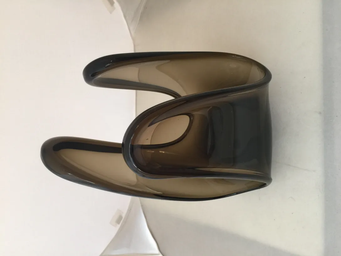 Antique Murano glass with soft curves, smoky color