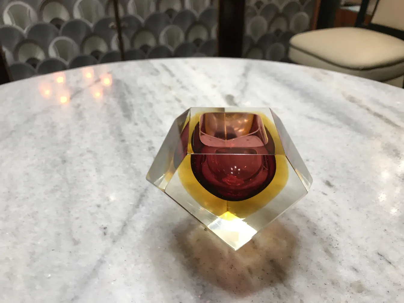 beautiful murano glass in geometric shape with vibrant colors