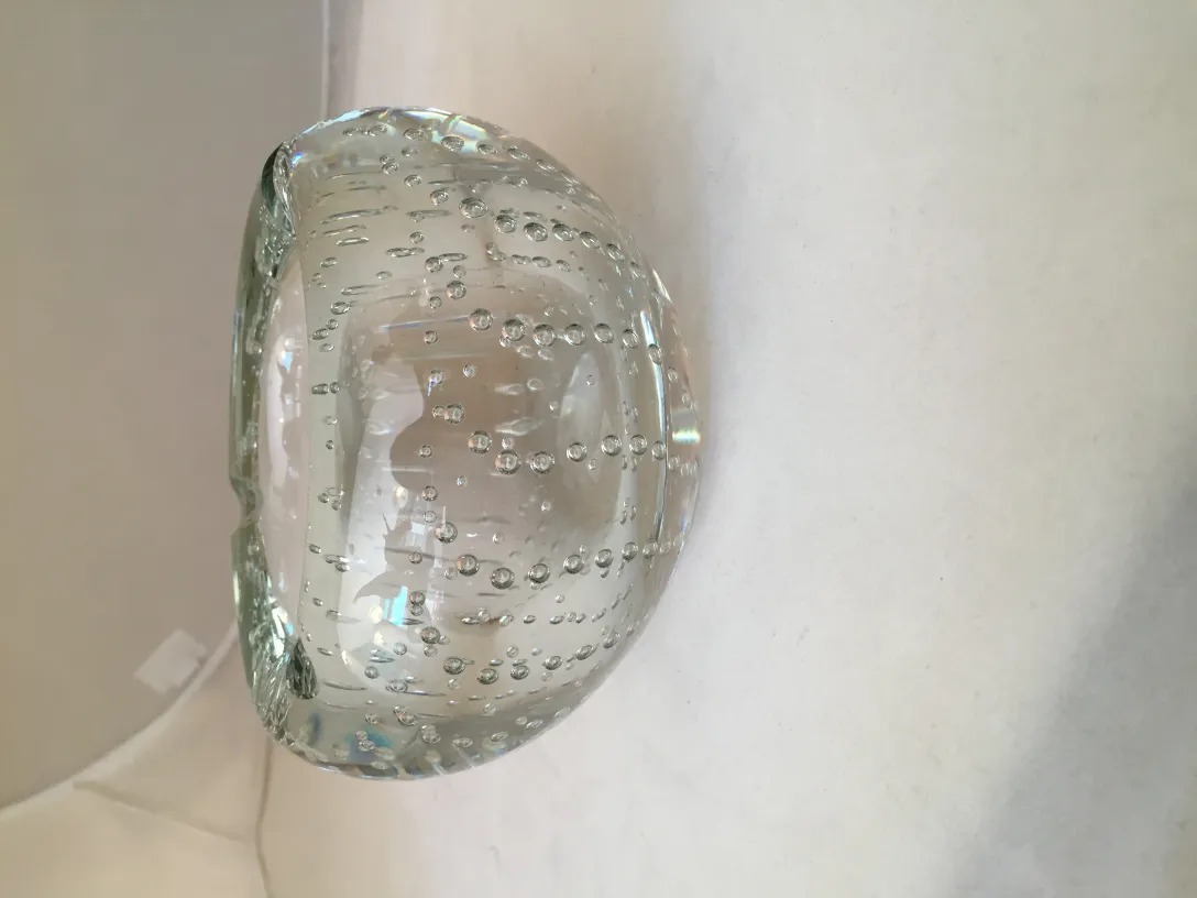 tigela decorativa antiga de cristal de Murano com bolhas