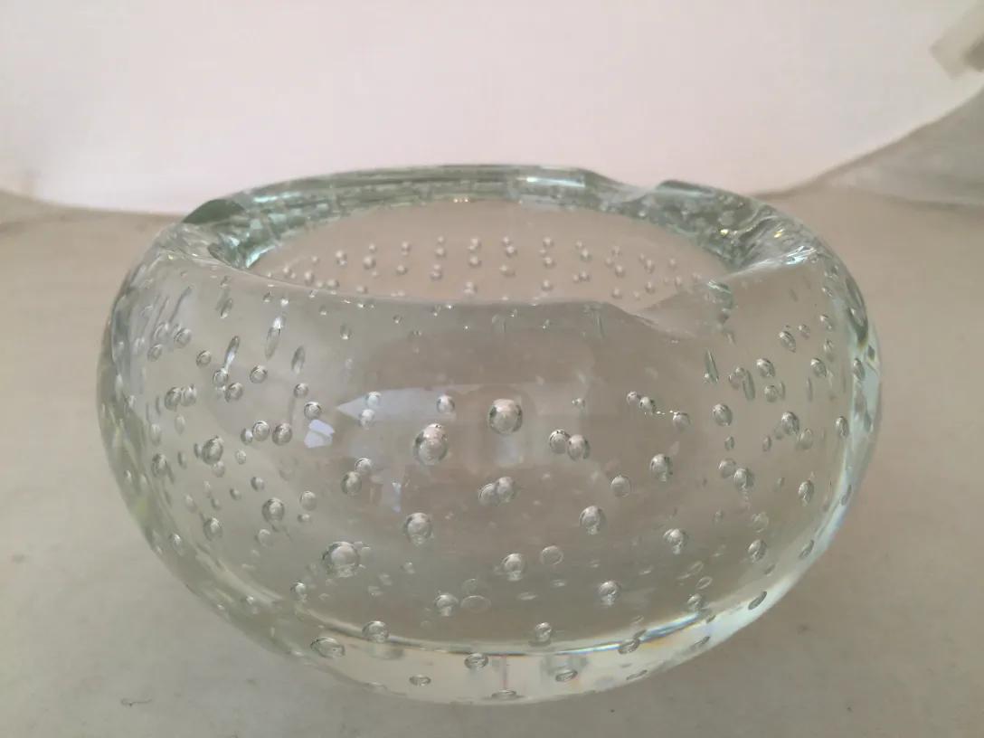 cinzeiro antigo de cristal de Murano com bolhas