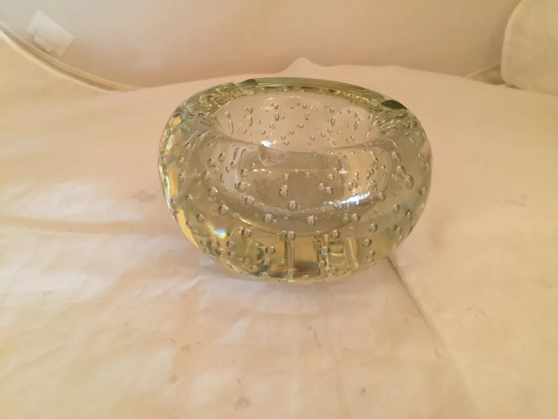 recipiente decorativo de cristal de murano con burbujas