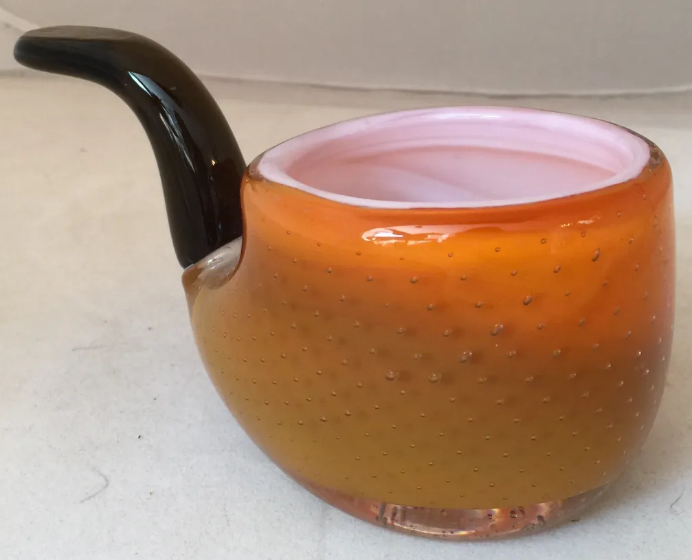 antikes murano glas stück in orange und schwarz