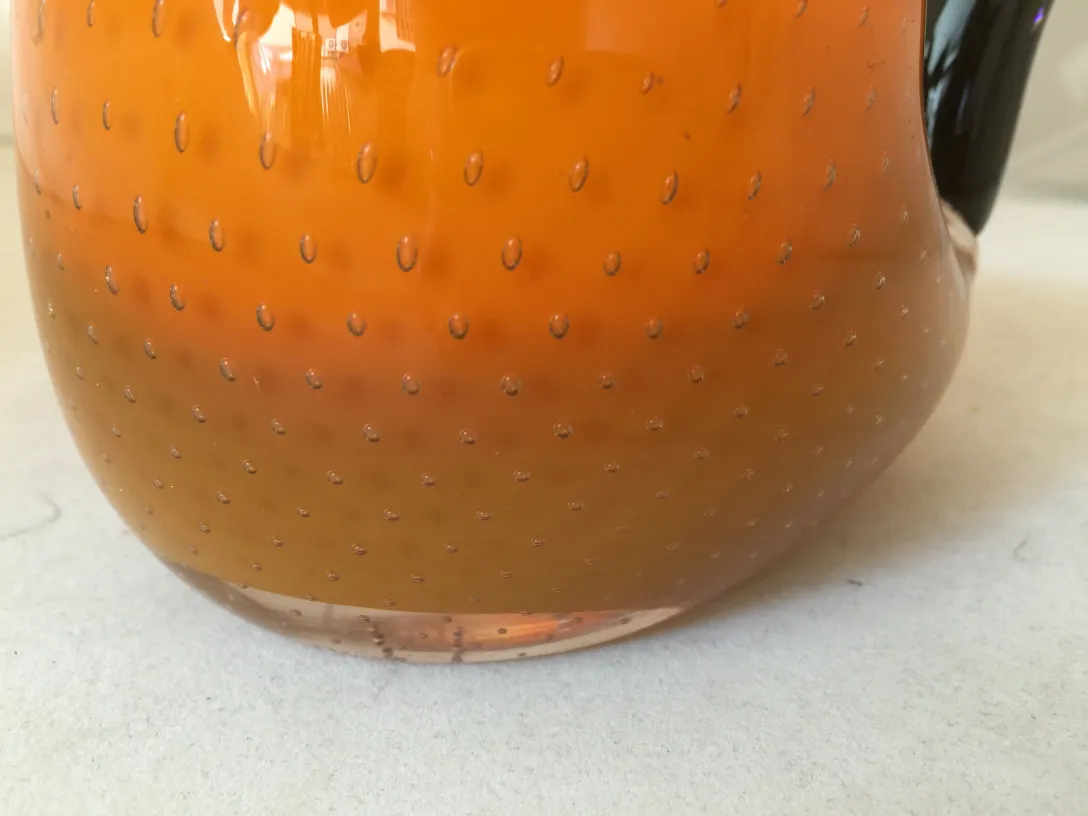 cristal de murano antigo em tons laranja com textura