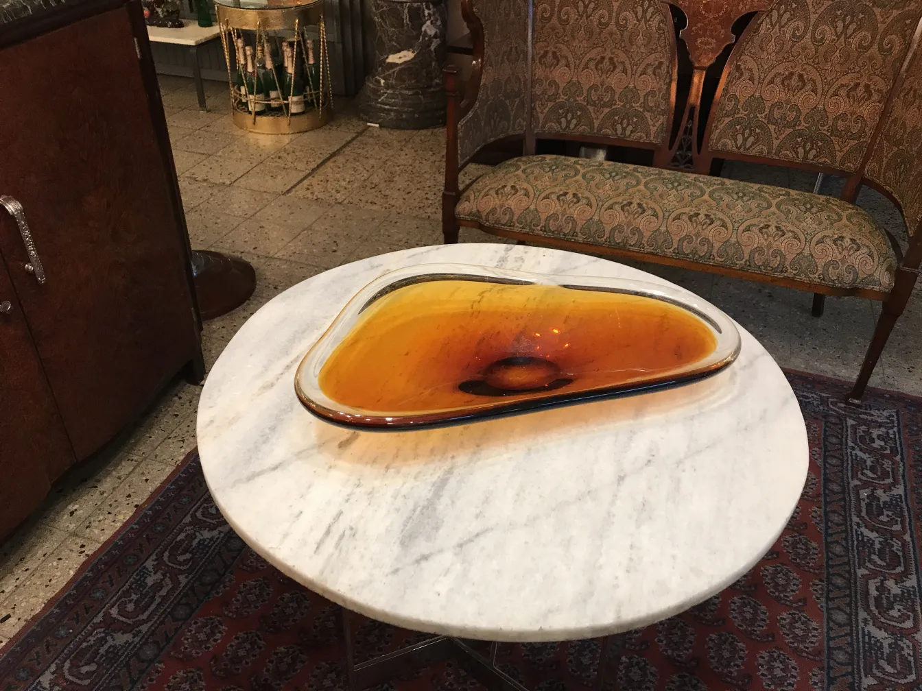 hermosa pieza decorativa de cristal de murano en forma orgánica