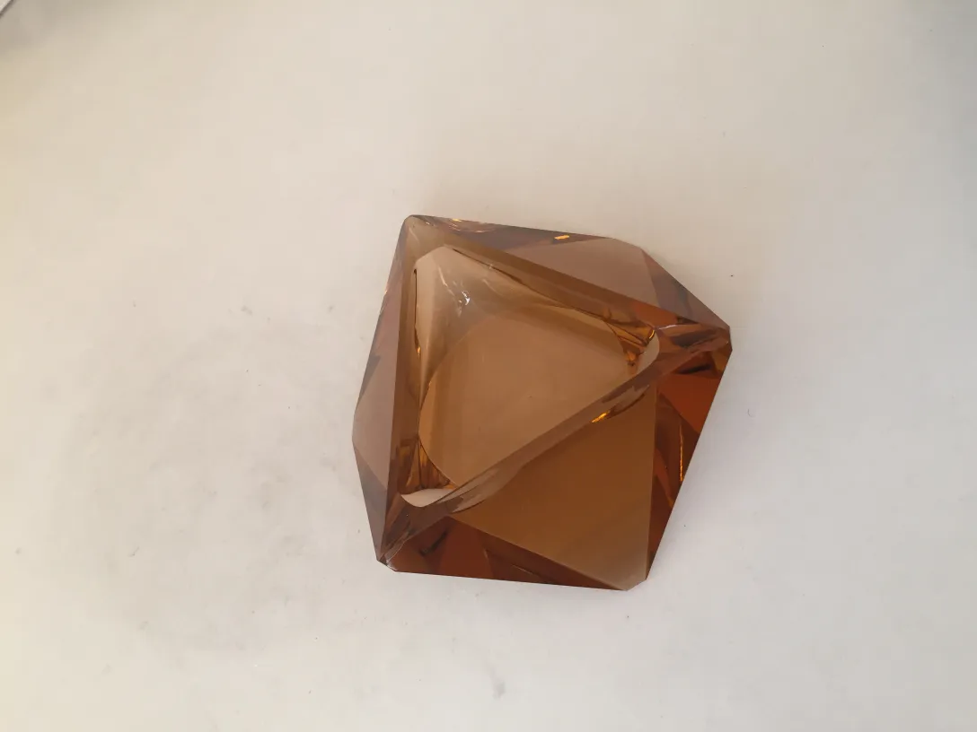 Antique Murano glass in amber color with geometric shape