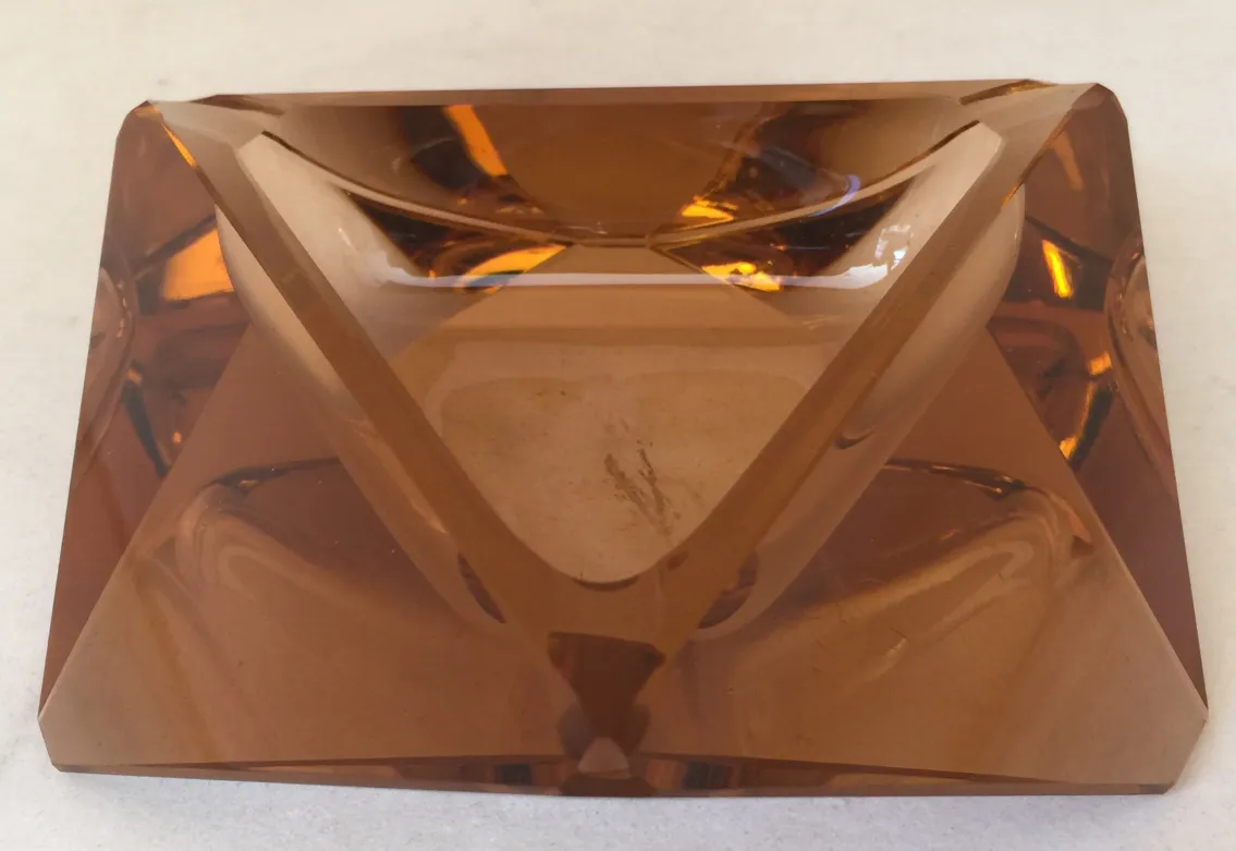 Cristal de Murano em cor âmbar com forma retangular