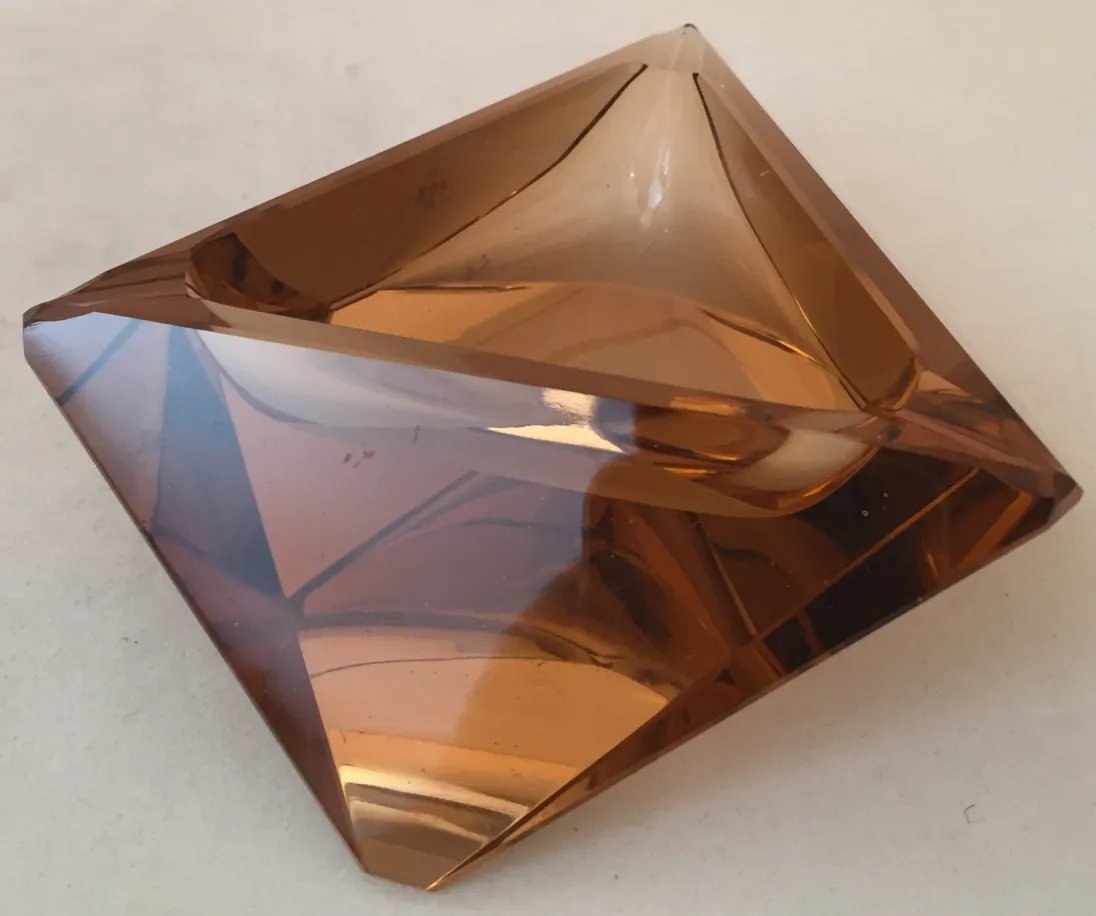 Antique Murano glass with geometric shape in brown tones