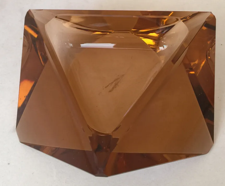 amber colored antique murano glass prism shape