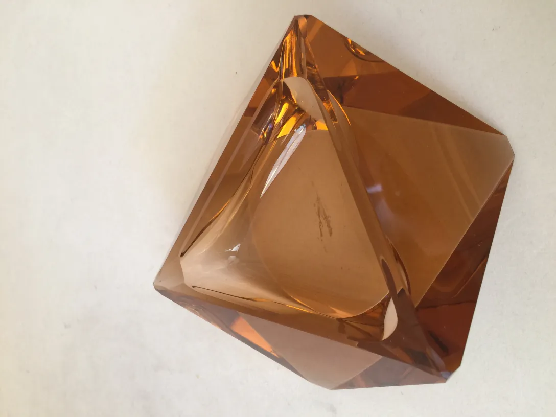 Antique Murano glass in prism shape with amber tone