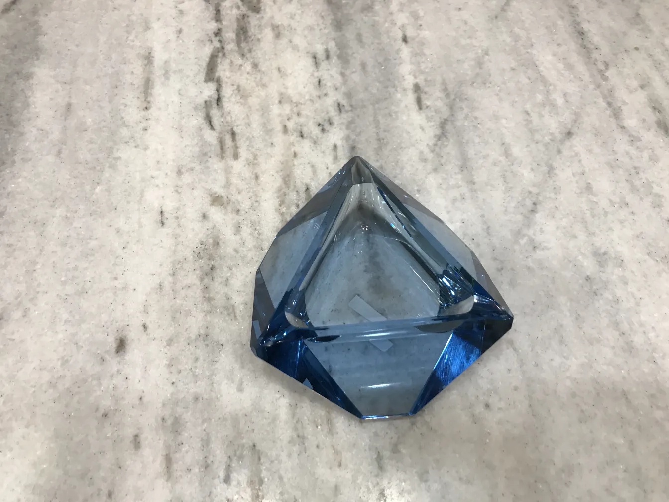 Antique Murano glass in diamond shape blue color