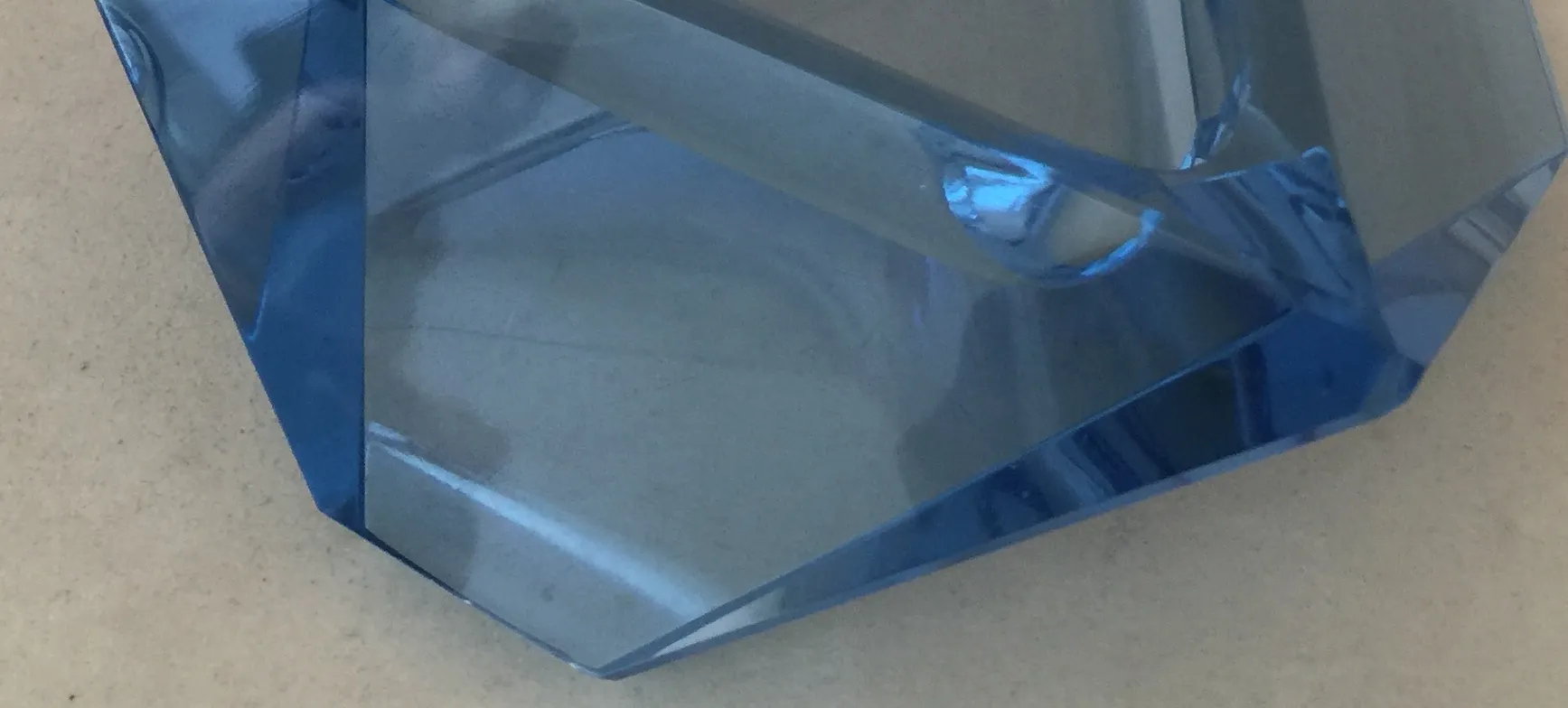 vintage murano glass in blue with faceted shape