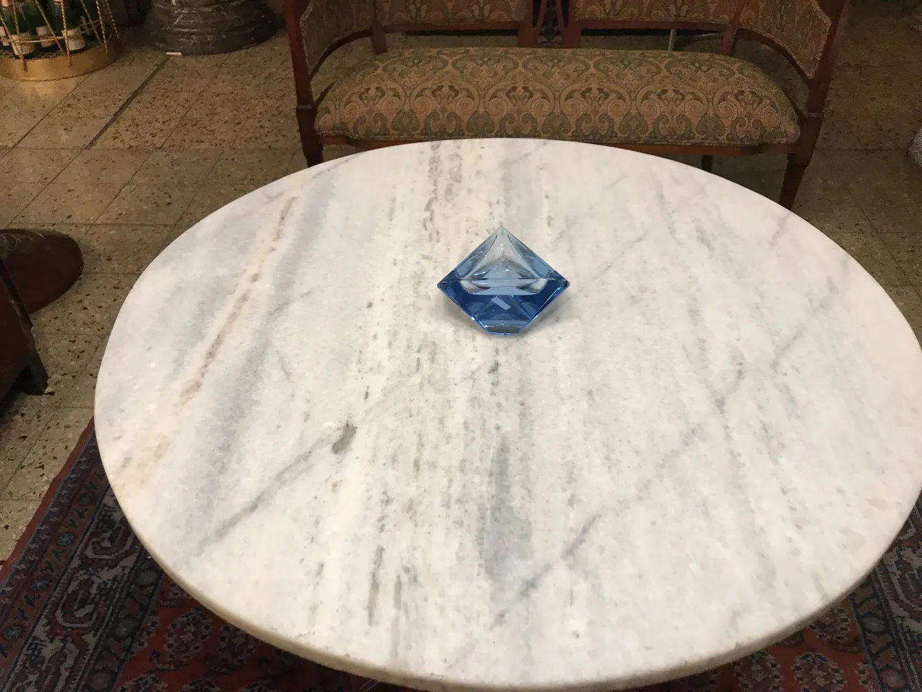 Decorative pyramidal Murano glass on marble table