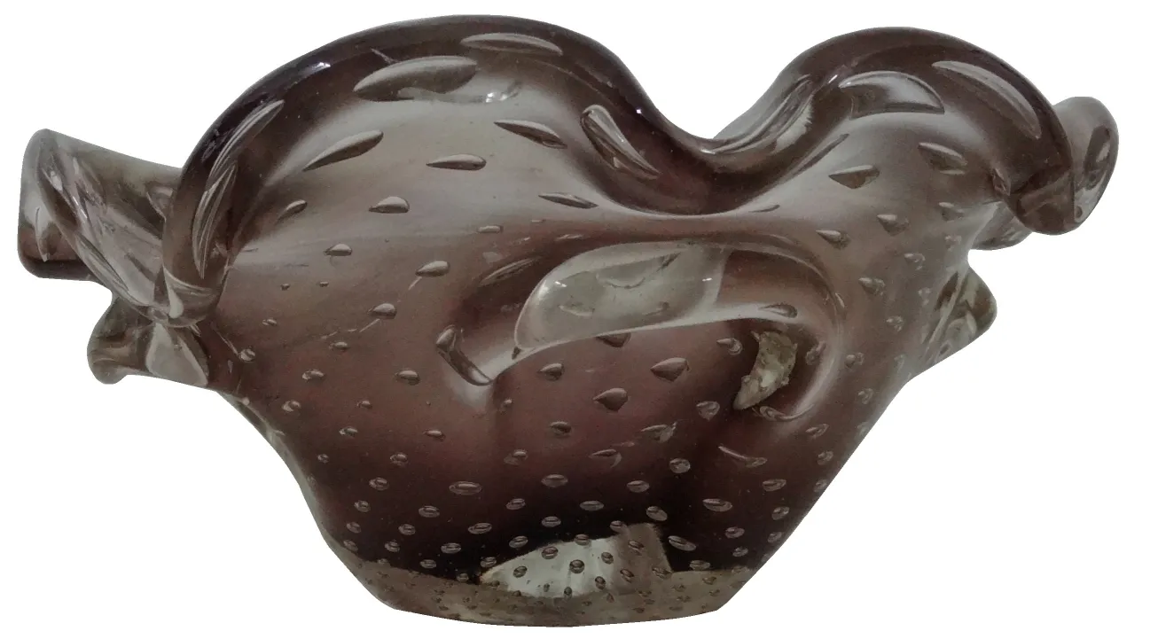 Cristal de Murano ancien marron avec des bulles.