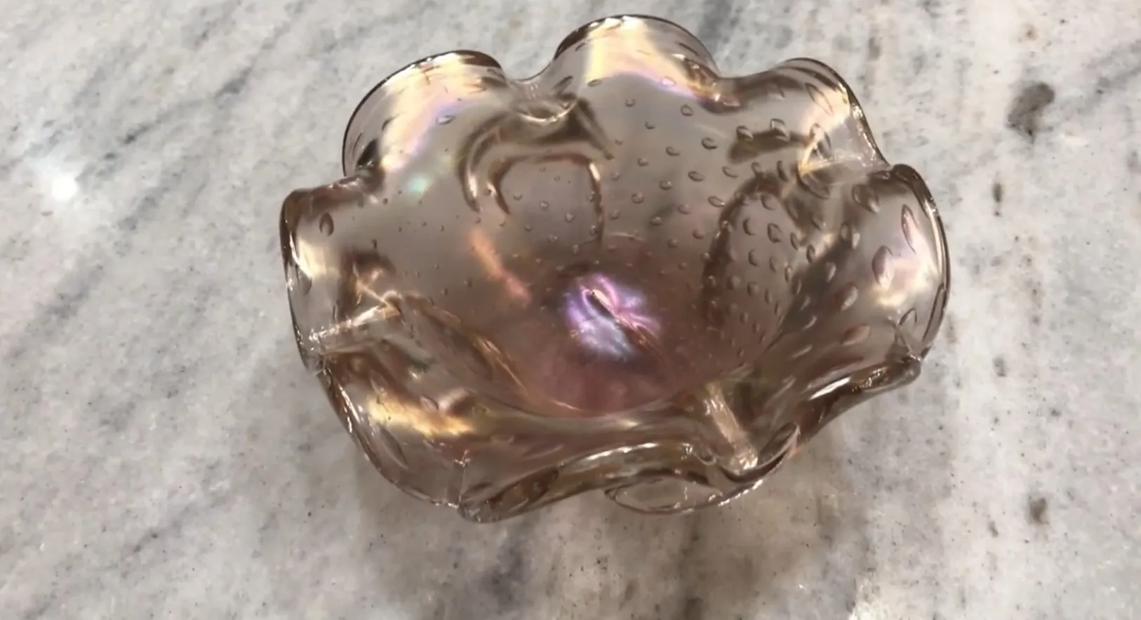 antike dekorative Murano-Glas-Schale in Bernsteinfarbe