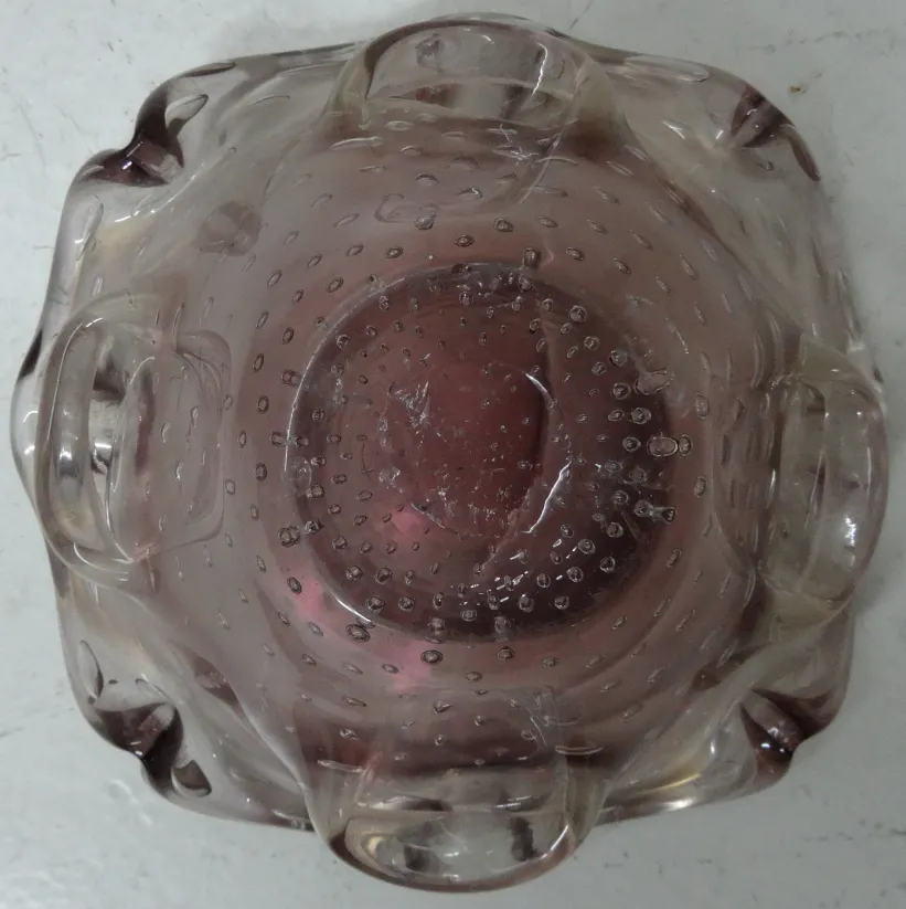 bol ancient en cristal de murano avec des bulles et un design élégant