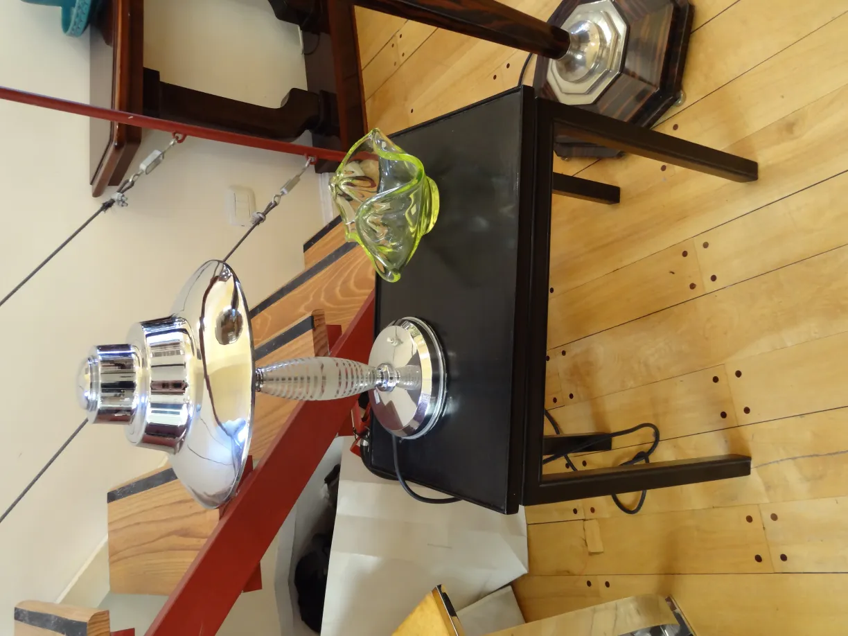 vintage metalllampe mit murano-glas basis