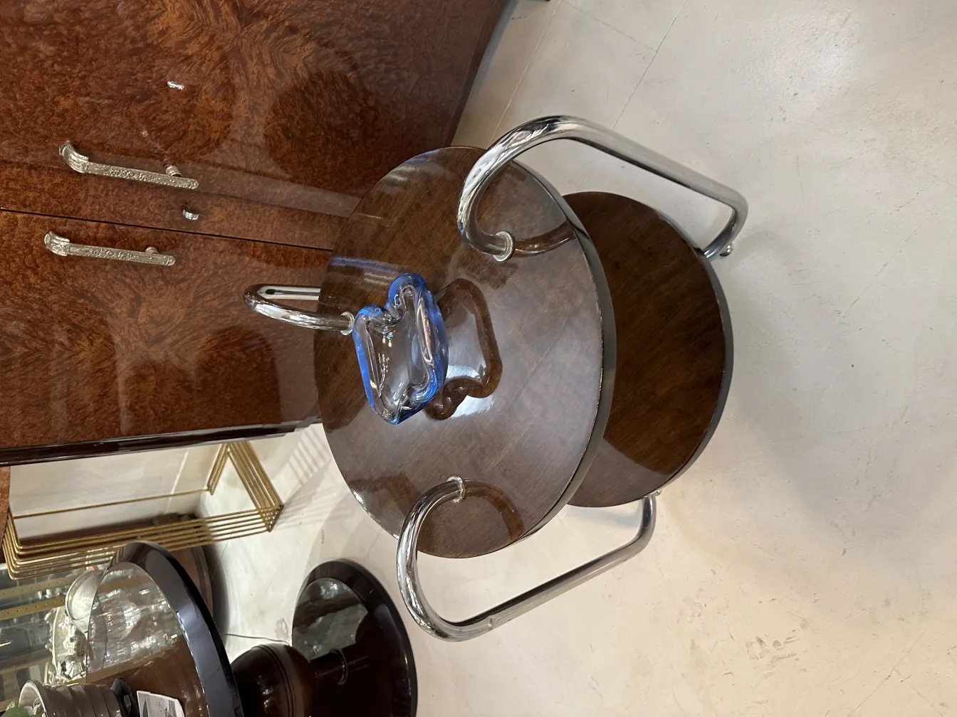 antik murano glas dekoratives Stück mit blauen Details