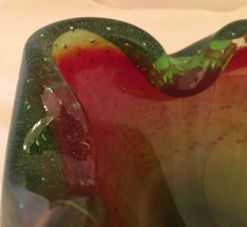 detail of an antique Murano glass with vibrant colors