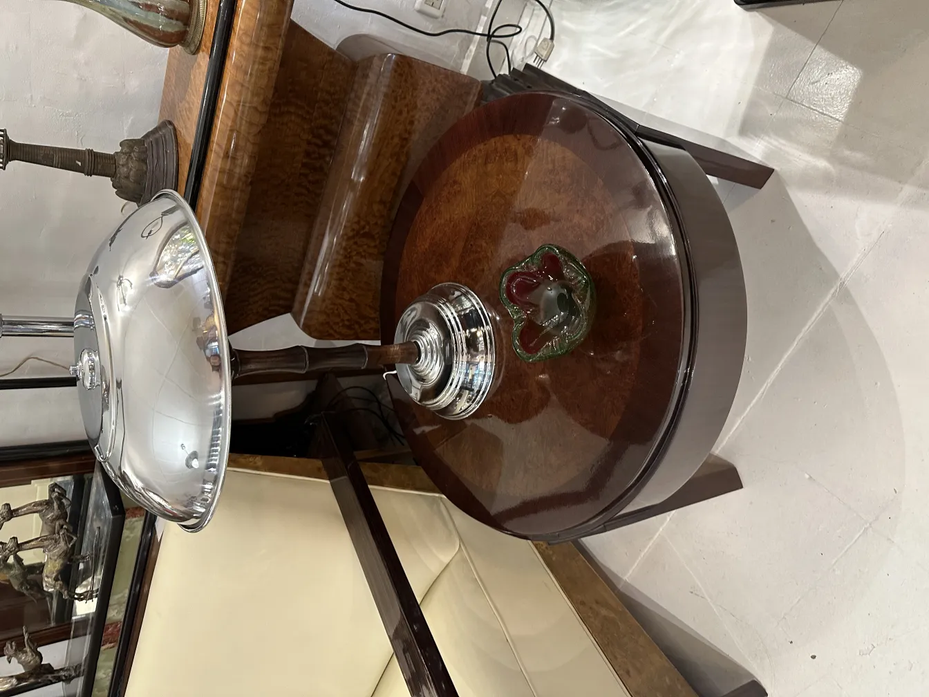 lámpara antigua de cristal de murano con base decorativa