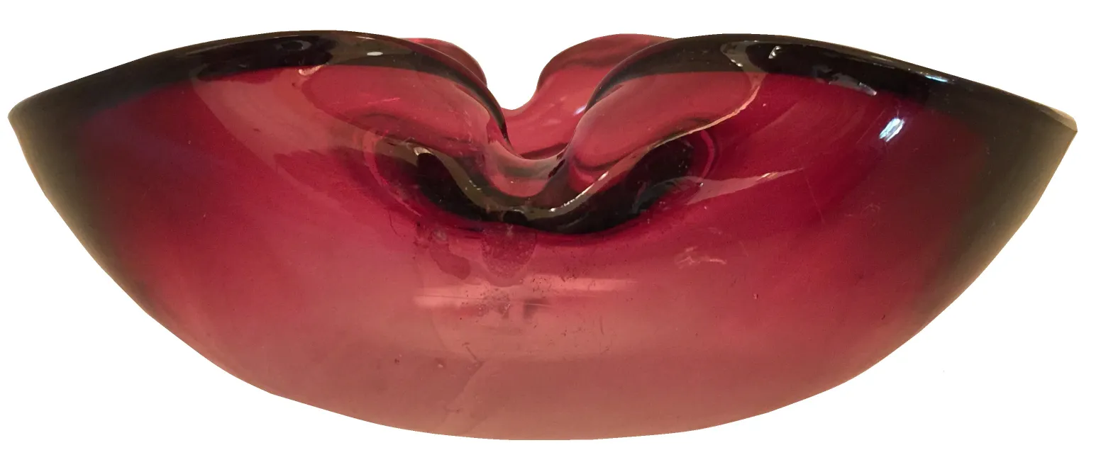 ancien cristal de murano, rouge et noir, forme organique