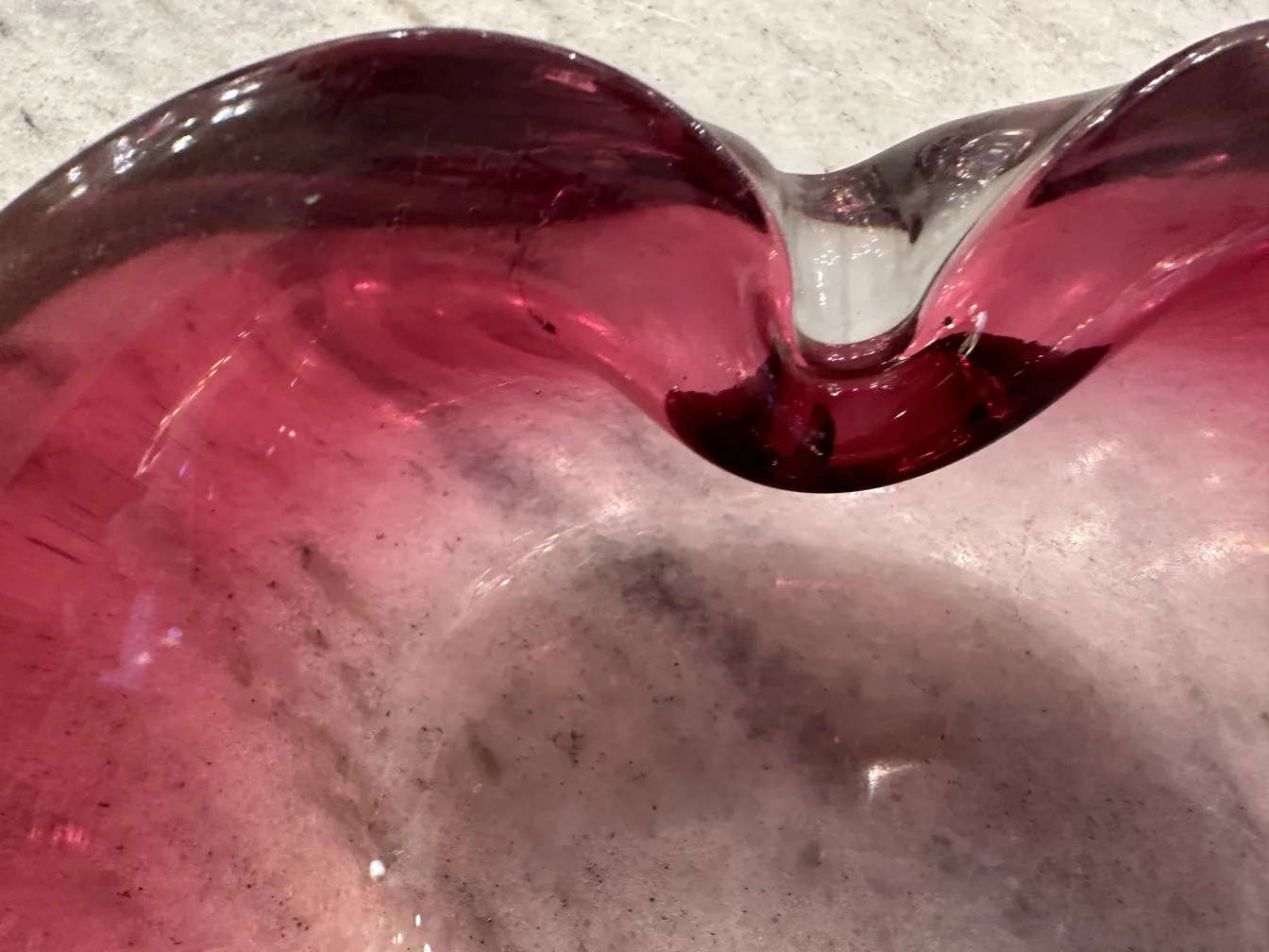 decorative murano glass in heart shape, pink color