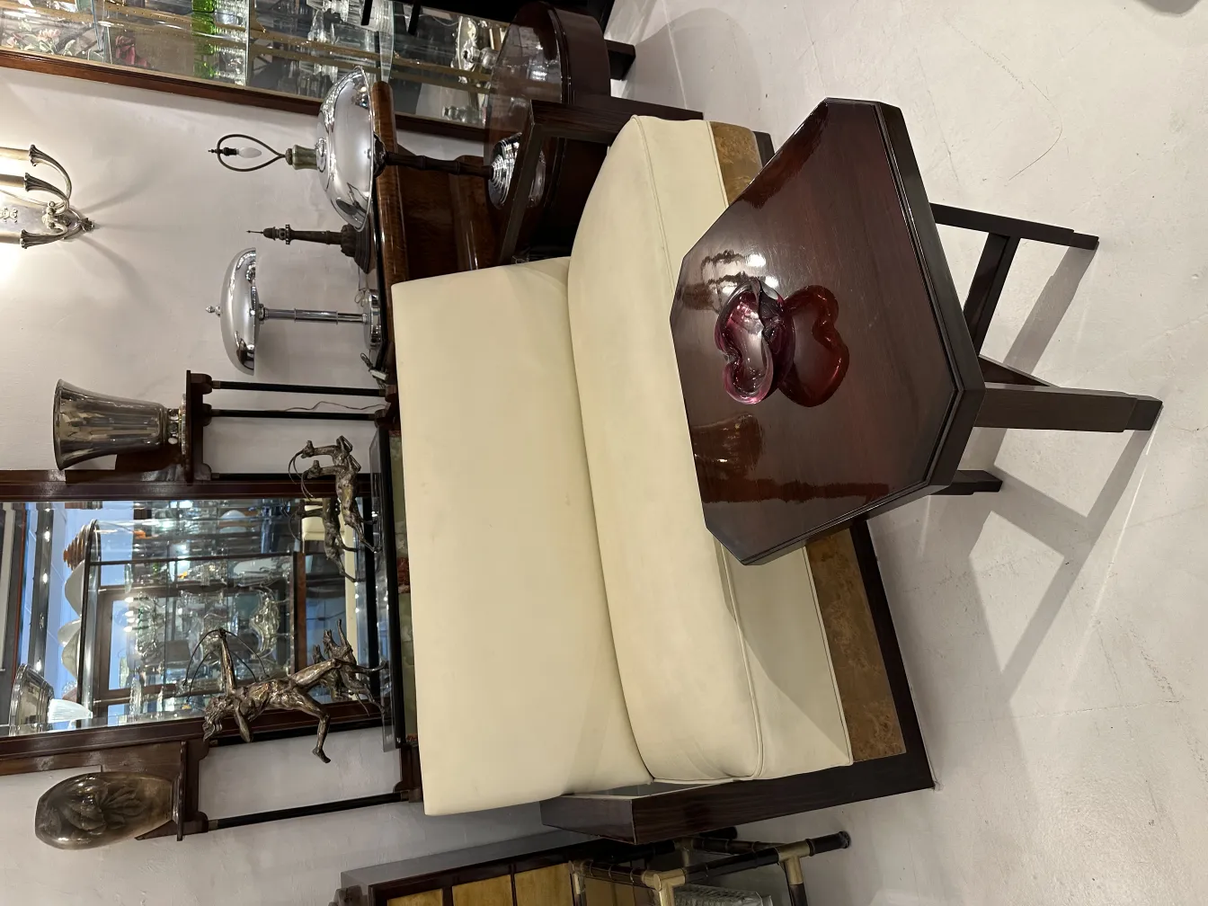 antique murano glass on wooden table