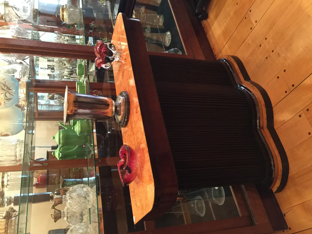 Antique Murano glass with striking decoration in a classic setting