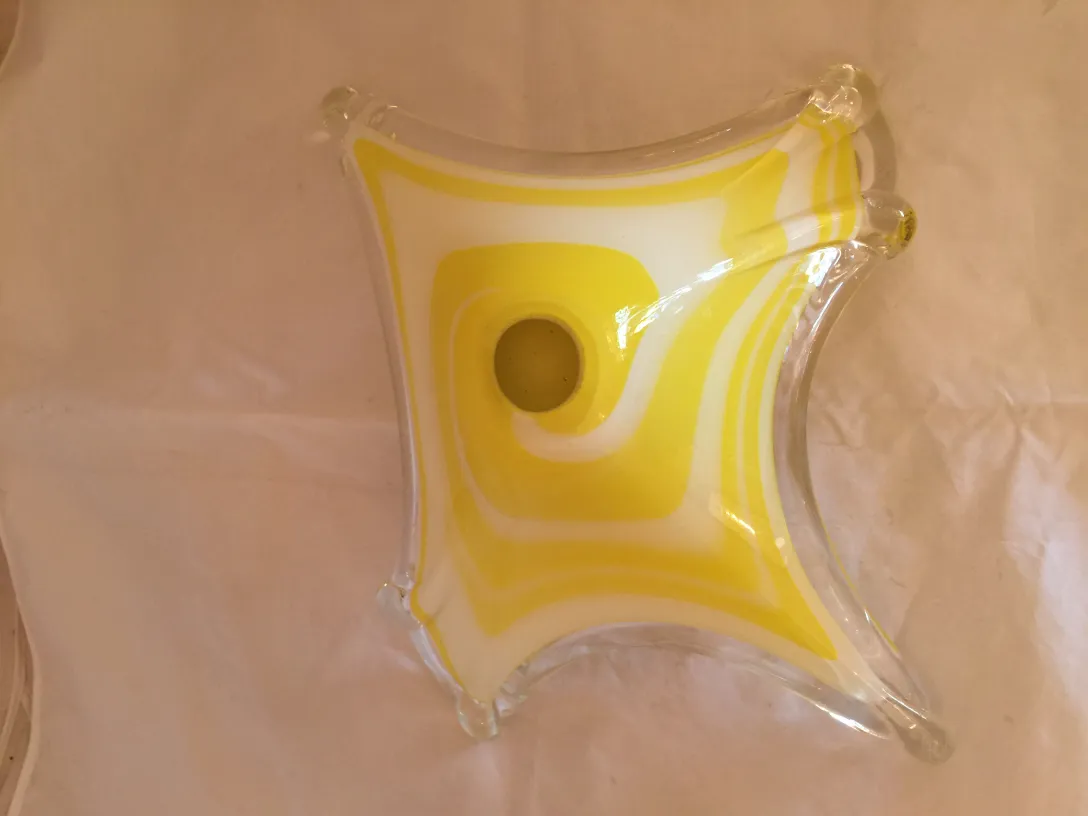 Antique Murano glass yellow with distinctive shape