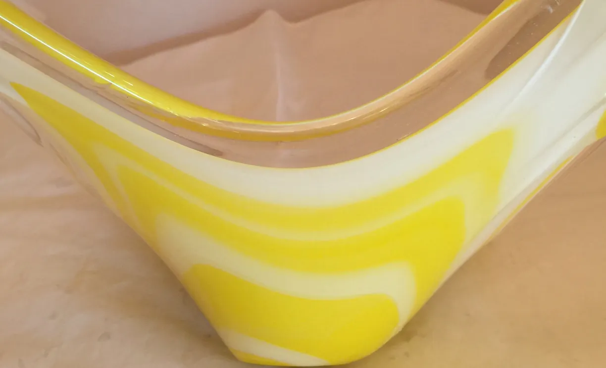 yellow murano glass with wavy pattern